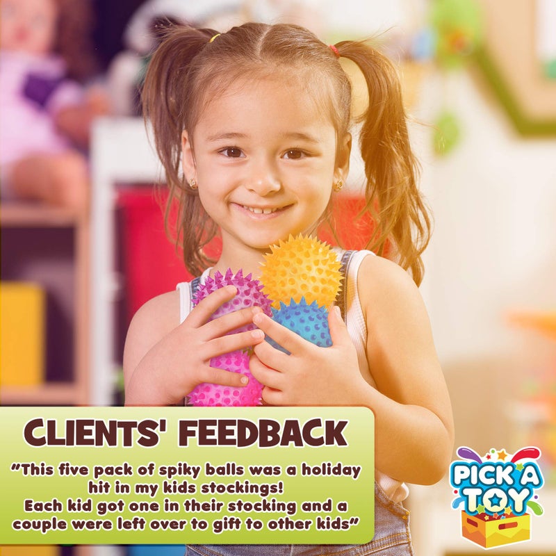 Pick A Toy Squishy Stress Relief Sensory Toys Fidget Spiky Ball 5 - Pcs Set â€“ Eco-Friendly Squeezy Antistress Toy Balls for Men, Women, Adults, Teens & Children â€“Ideal for People with OCD, ADHD, ADD & Autism - Image 5