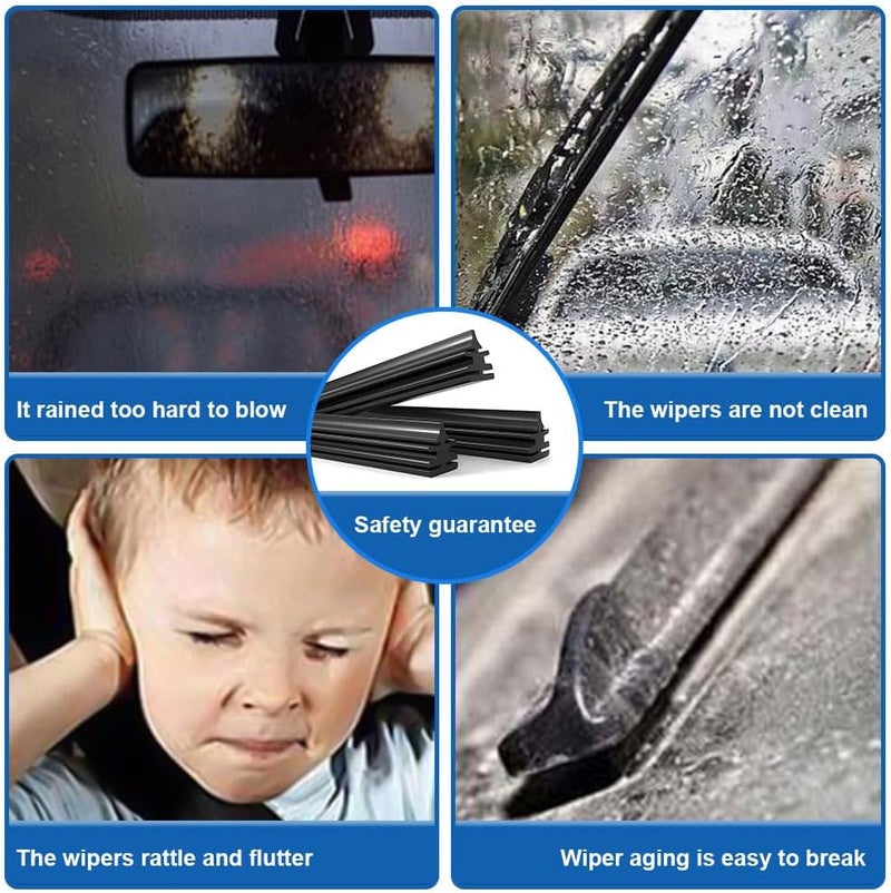 HEVLE 4PCS Wiper Blade Refill, Universal Car Accessories, 22" Adjustable Size of Universal Replacement Windshield Wiper Refill Replacement for Front & Rear Windshield Wiper Baldes Rubber Strip (22Inch) - Image 5