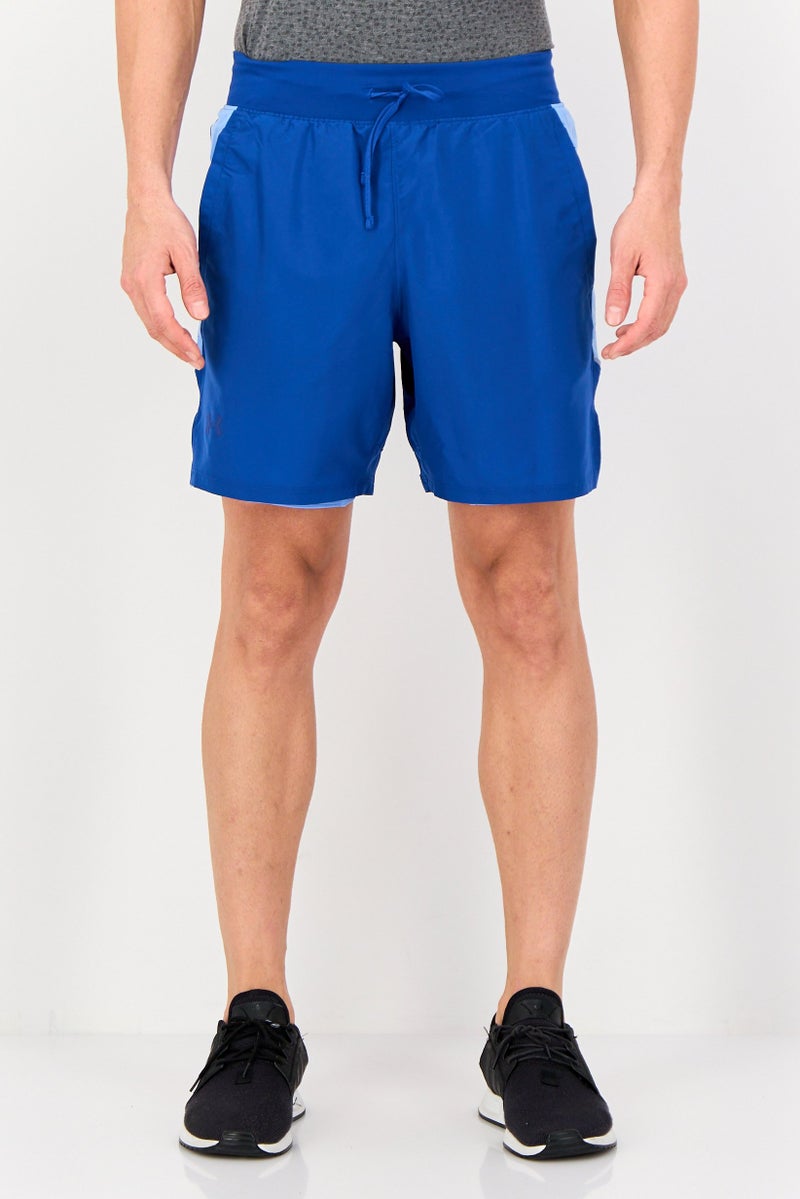 UNDER ARMOUR Men 2 In 1 Fitted Brand Logo Training Shorts, Blue - Image 1
