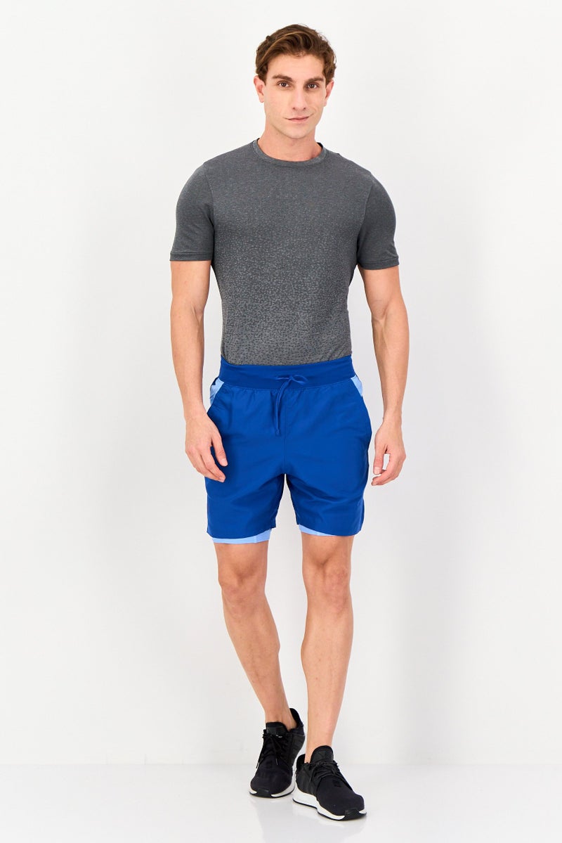 UNDER ARMOUR Men 2 In 1 Fitted Brand Logo Training Shorts, Blue - Image 4