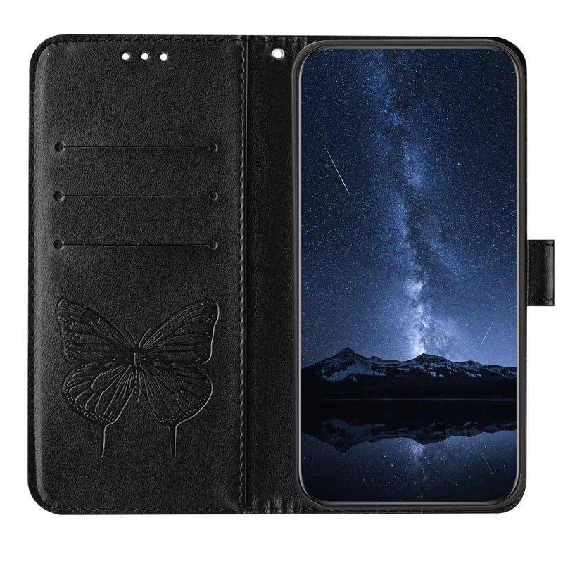 BURAQ Case Cover For vivo Y29 4G Global Embossed Butterfly Leather Phone Case(Black) - Image 3
