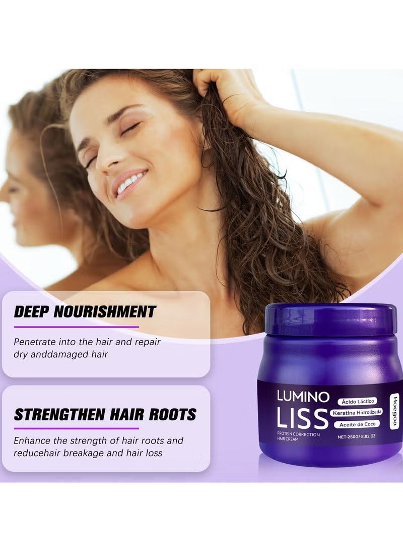 HOEGOA Alisado,Alisado para Cabello Sin Formol LuminoLiss,Crema Alisadora Lumino Liss,Lumino Liss Keratina,Restores Hair Natural Silkiness - Image 5