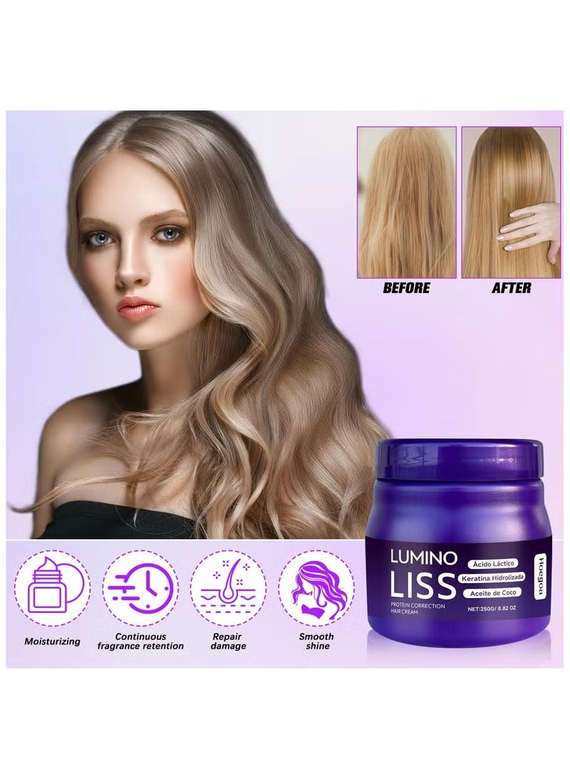 HOEGOA Alisado,Alisado para Cabello Sin Formol LuminoLiss,Crema Alisadora Lumino Liss,Lumino Liss Keratina,Restores Hair Natural Silkiness - Image 3
