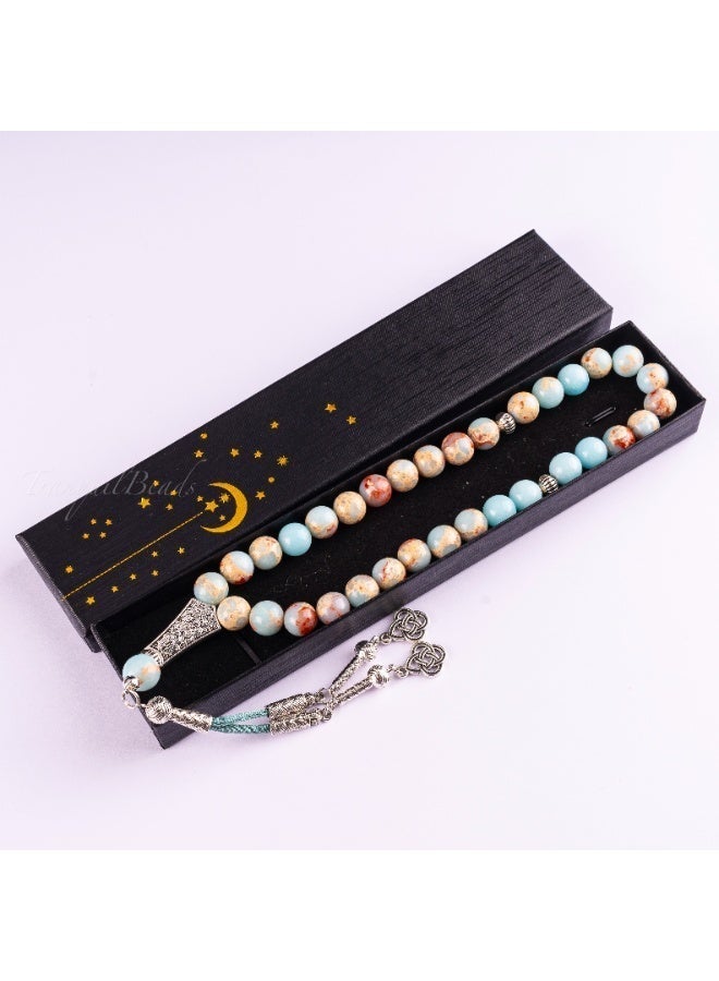 TranquilBeads 33 Beads Tasbih with Gift Box | Natural Shoushan Stone Beads | Handcrafted Elegant Jewelry for Men - Image 4