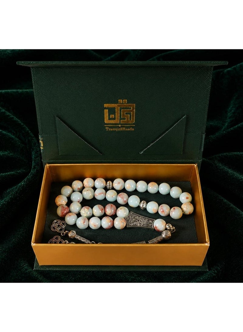 TranquilBeads 33 Beads Tasbih with Gift Box | Natural Shoushan Stone Beads | Handcrafted Elegant Jewelry for Men - Image 2