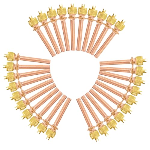 WISSCOOL 30PCS 14 HAVC AC Schrader Access Service Valve 14 SAE x 14 OD x 25 Stem Core AC Refrigeration Kit for Vacuum System Refrigerator Charging No Box - Image 1