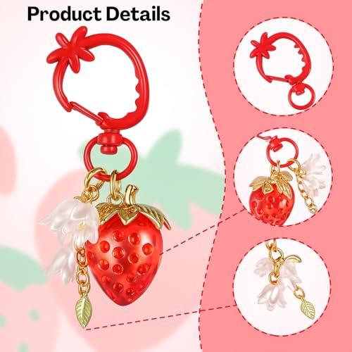 Flavizo Strawberry Key Chain for Girls, Cute Design Keychain for Bag, Stylish Key Chains for Women, Decorative Keychains Aesthetic Accessory, Durable Key Chain for Home and Travel - Image 3