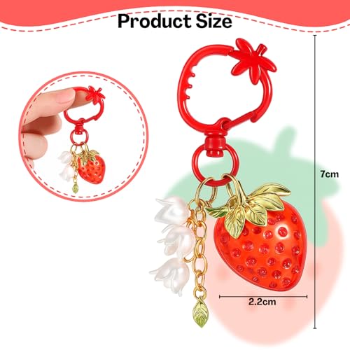 Flavizo Strawberry Key Chain for Girls, Cute Design Keychain for Bag, Stylish Key Chains for Women, Decorative Keychains Aesthetic Accessory, Durable Key Chain for Home and Travel - Image 2