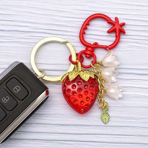 Flavizo Strawberry Key Chain for Girls, Cute Design Keychain for Bag, Stylish Key Chains for Women, Decorative Keychains Aesthetic Accessory, Durable Key Chain for Home and Travel - Image 5