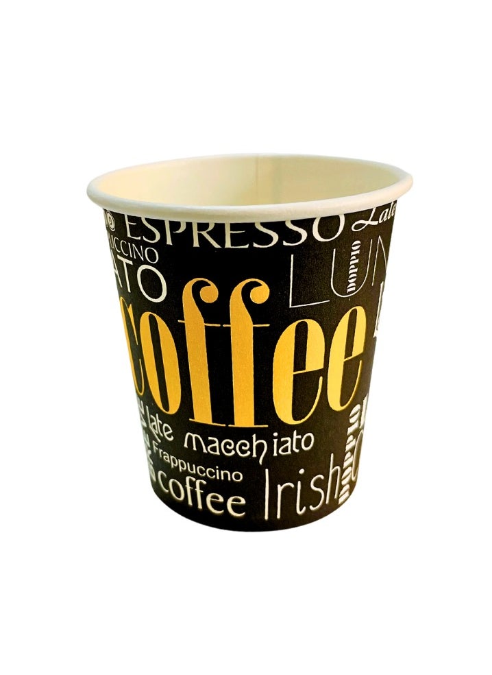 Nice Pack 100 pcs Eco-Friendly Disposable Black and Yellow Paper Cups - 6oz Printed  - Image 1