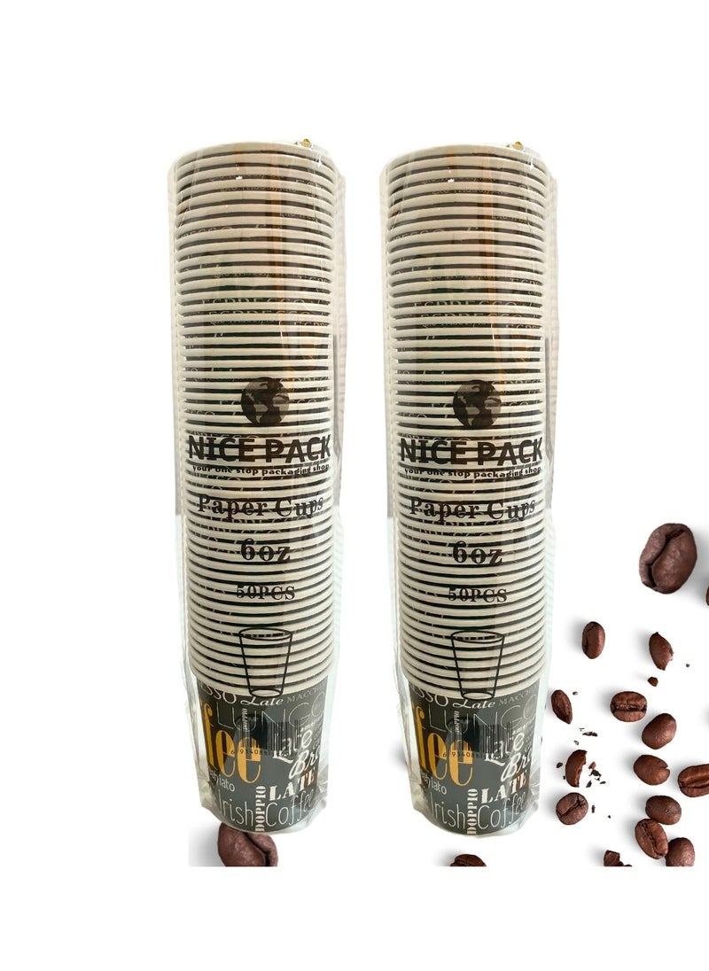 Nice Pack 100 pcs Eco-Friendly Disposable Black and Yellow Paper Cups - 6oz Printed  - Image 2
