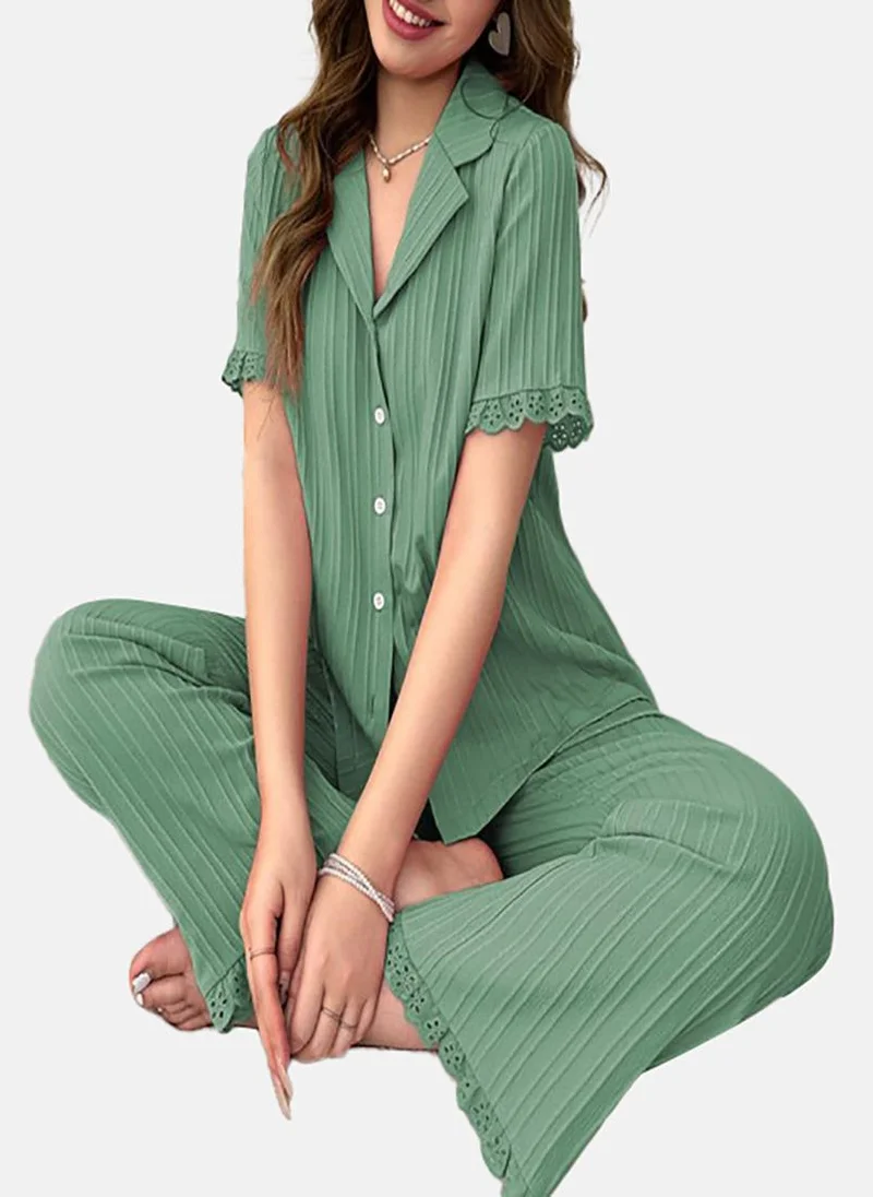 يونيكي Green Solid Pyjamas & Shirt