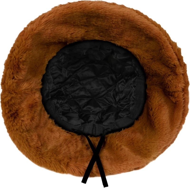 Umeepar Winter Faux Fur Fuzzy Bucket Hat Fluffy Warm Hat for Women Men - Image 5