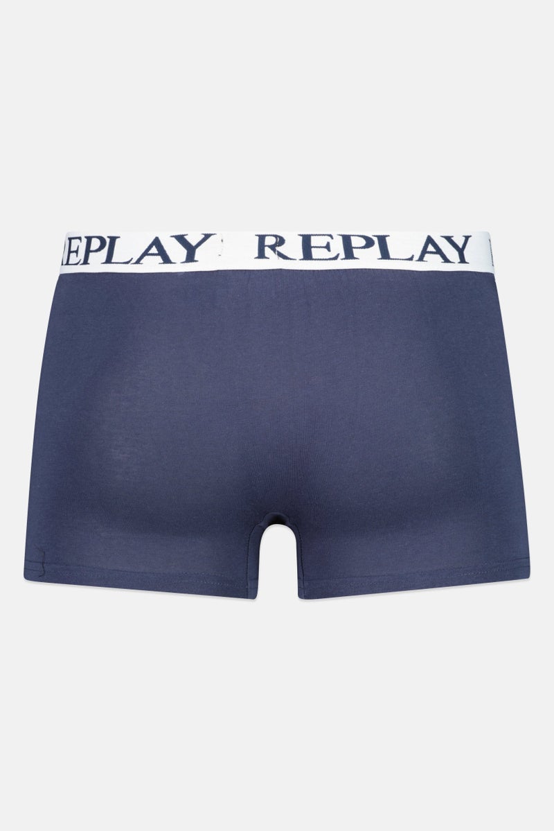 Replay Men 2 Pack Brand Logo Trunks, Navy  - Image 2