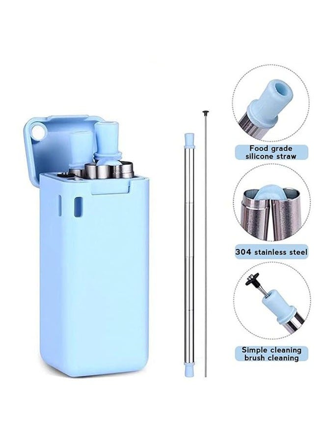 عام قشة سيليكون قابلة لإعادة الاستخدام وقابلة للطي مع طلاء من الفولاذ المقاوم للصدأ، مزودة بفرشاة تنظيف وغطاء للتنظيف السهل، وتناسب الماء الساخن والبارد. - Image 3