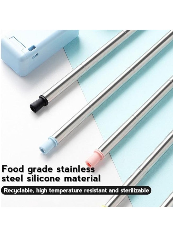 عام قشة سيليكون قابلة لإعادة الاستخدام وقابلة للطي مع طلاء من الفولاذ المقاوم للصدأ، مزودة بفرشاة تنظيف وغطاء للتنظيف السهل، وتناسب الماء الساخن والبارد. - Image 4