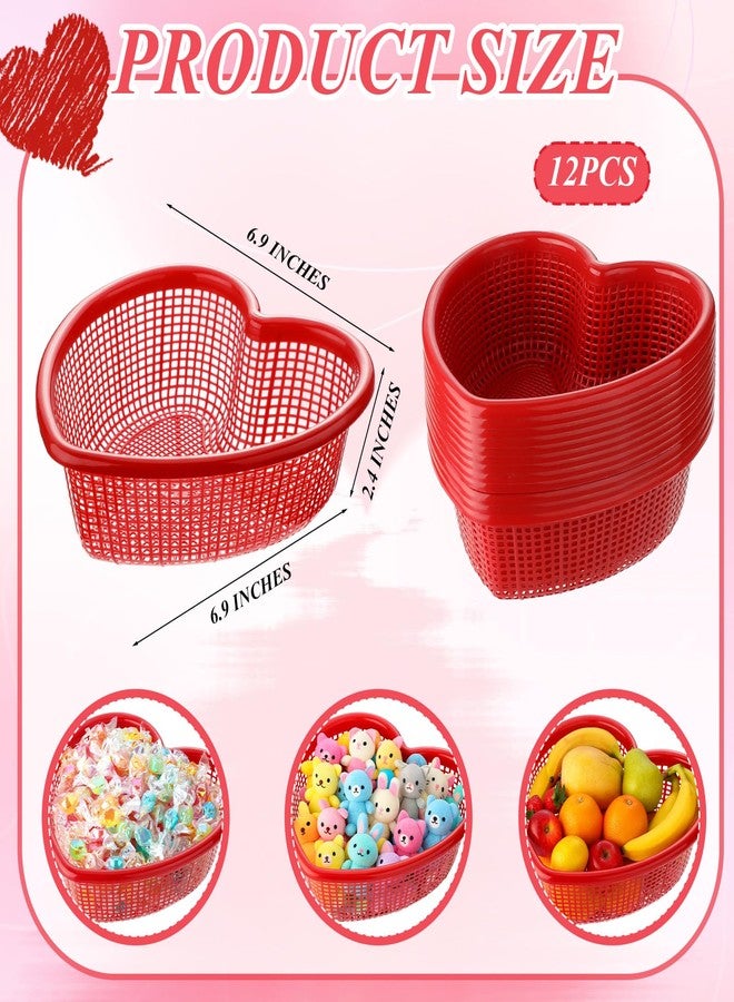Ferrochef 12 Pack Valentine's Day Red Heart Shaped Baskets, 6.9" x 6.9" x 2.4" Heart Baskets for Valentine's Day Anniversary Table Centerpieces Home Party Gift Wedding Decor - Image 2