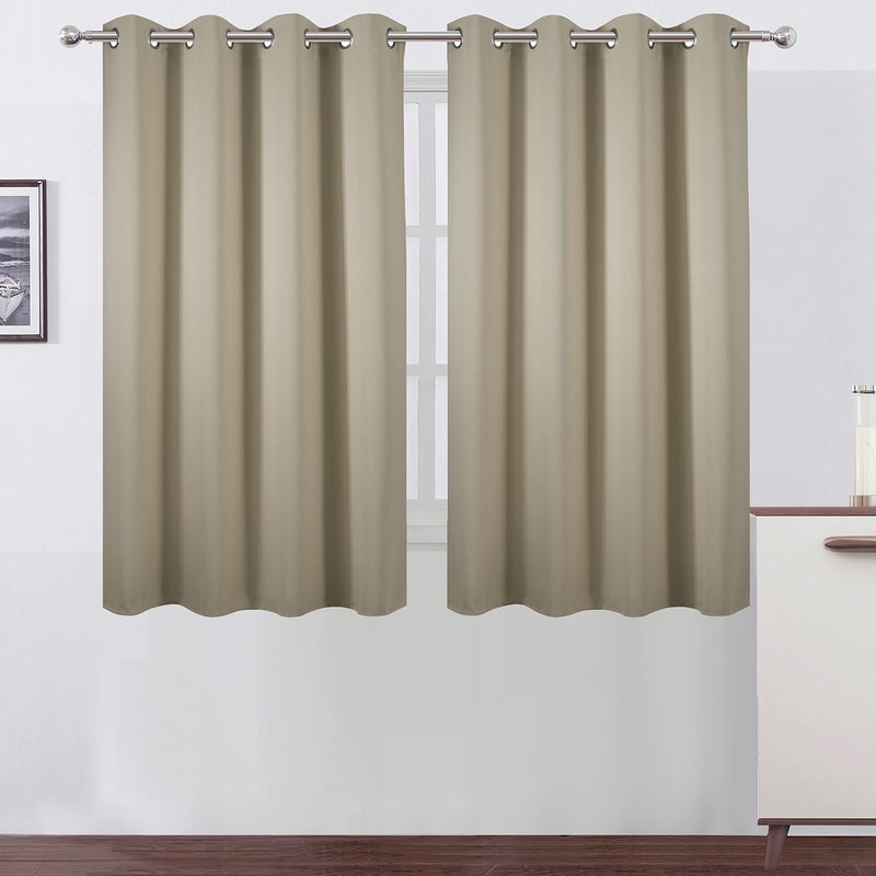 LEMOMO Beige Thermal Blackout Curtains52 x 54 InchSet of 2 Panels Room Darkening Curtains for Bedroom