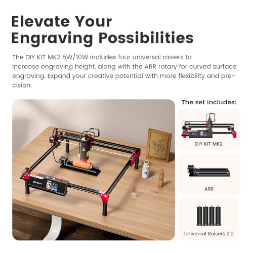 Algolaser 10W Laser Engraver Machine - Laser Engraver/Cutter with Rotary Roller & Laser Engraver Riser - Laser Engraving Machine with 3.5" Smart Touchscreen & AlgoOS,Laser Engraver for Wood & Metal - Image 4