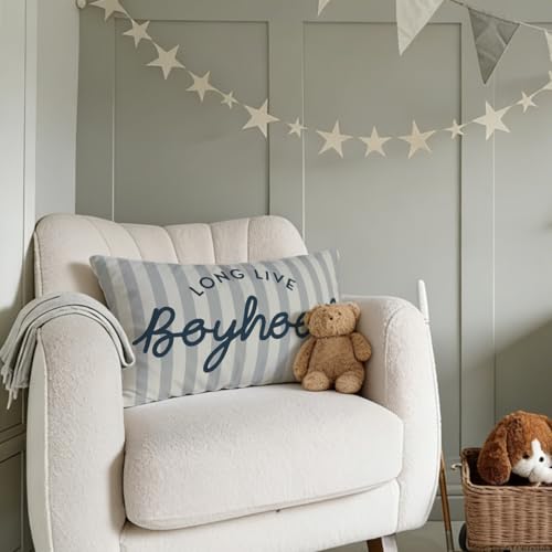 Wheatwin Long Live Boyhood Boys Room Throw Pillow Cover 12x20, Playroom Kids Throw Pillows, Blue Decor Pillowcase for Classroom Playroom Nursery Kids Room Toddler Room - Image 3