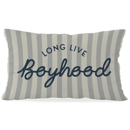 Wheatwin Long Live Boyhood Boys Room Throw Pillow Cover 12x20, Playroom Kids Throw Pillows, Blue Decor Pillowcase for Classroom Playroom Nursery Kids Room Toddler Room - Image 1