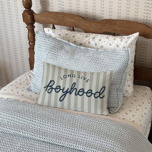 Wheatwin Long Live Boyhood Boys Room Throw Pillow Cover 12x20, Playroom Kids Throw Pillows, Blue Decor Pillowcase for Classroom Playroom Nursery Kids Room Toddler Room - Image 5