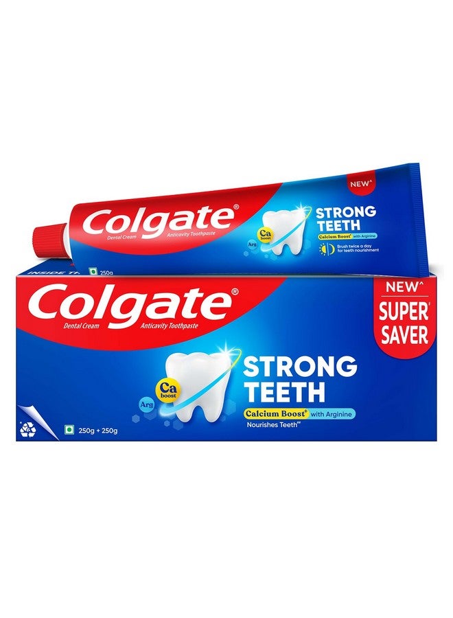 كولجيت معجون أسنان كولجيت سترونج تيث، 500 جرام، الهند رقم S: 1، معجون أسنان يعزز الكالسيوم لأسنان أقوى بمرتين، يبيض الأسنان، يمنح نفساً منعشاً ويمنع تسوس الأسنان (عرض العبوة المشتركة). - Image 1