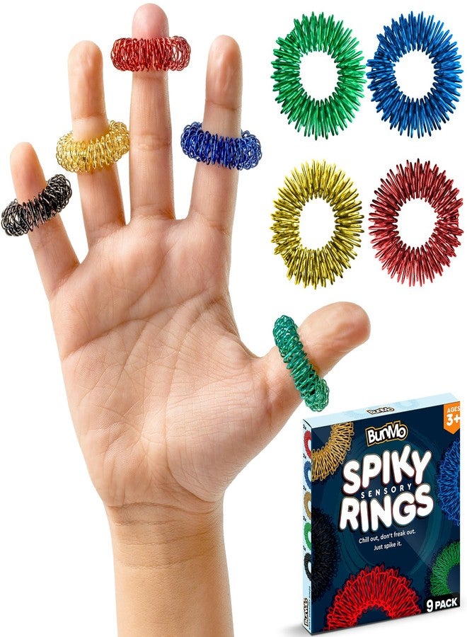 BunMo Spiky Sensory Fidget Rings for Adults & Teens | 9-Pack Fidgets for Adults in Vibrant Colors | Lightweight Picking Fidget | Perfect Sensory Fidget Toy for Adults and Teens 14+ - Image 1