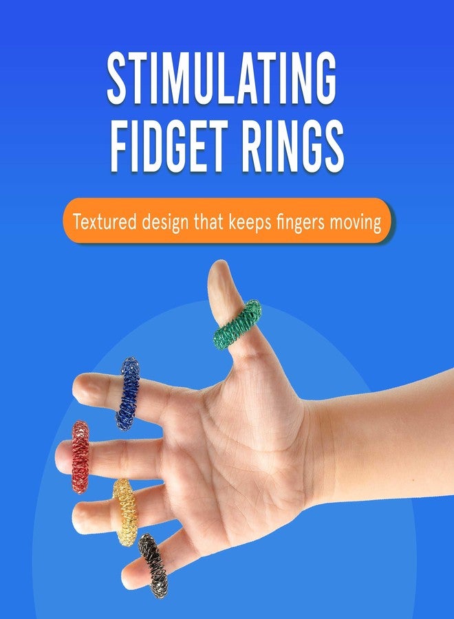 BunMo Spiky Sensory Fidget Rings for Adults & Teens | 9-Pack Fidgets for Adults in Vibrant Colors | Lightweight Picking Fidget | Perfect Sensory Fidget Toy for Adults and Teens 14+ - Image 3
