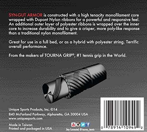 Tourna Synthetic Gut Armor Black Tennis String - 16g - Image 2