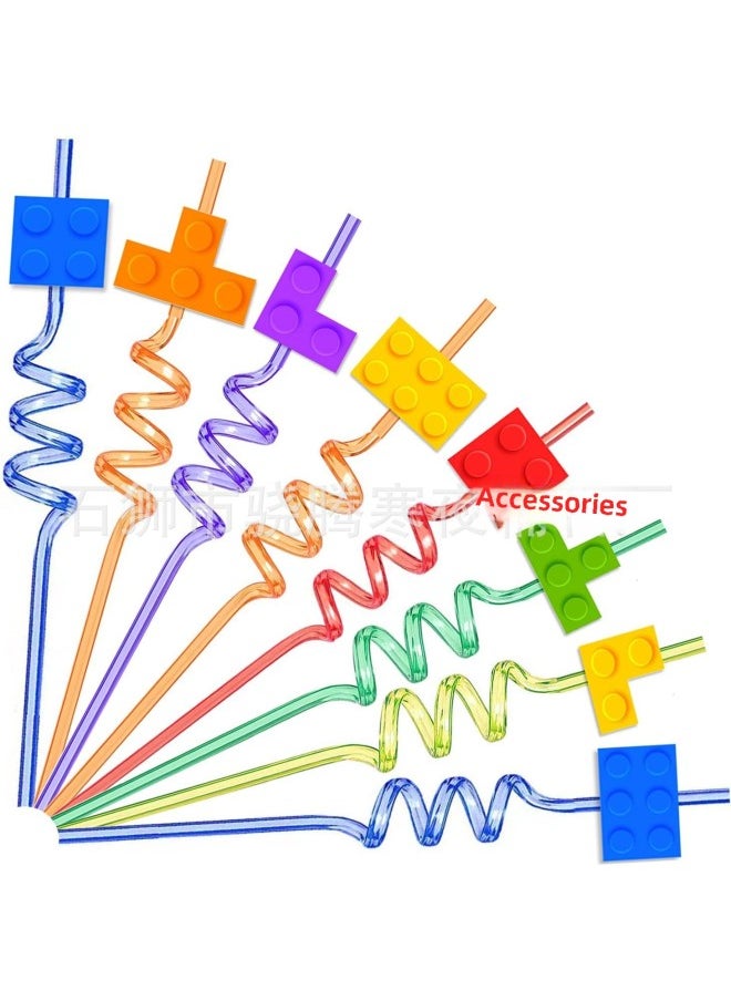 Generic - Creative Tetris Bar Party Biodegradable Plastic Multi-color Spiral Straw Direct Wholesale-Color:STS-6 - Image 1