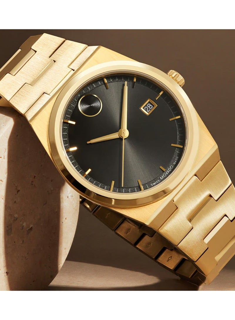 MOVADO BOLD Movado Gold Steel Black Dial Men's Swiss Made Watch - 3601223 - Image 4