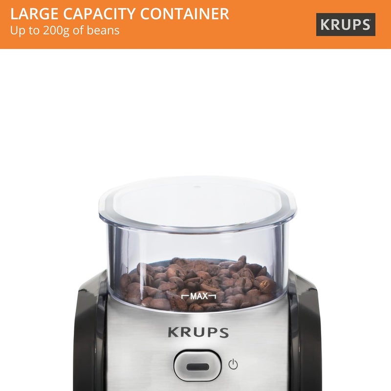 Krups Expert Burr, Automatic Coffee Grinder, Easy Clean, black&silver, GVX231 - Image 5