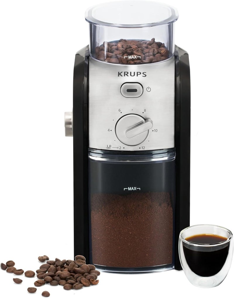 Krups Expert Burr, Automatic Coffee Grinder, Easy Clean, black&silver, GVX231 - Image 1