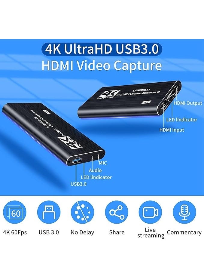 HDMI to USB Video Capture Card for Live Streaming and Video Recording, Plug and Play Capture Device for Gaming, Content Creation and Screen Sharing - Image 1