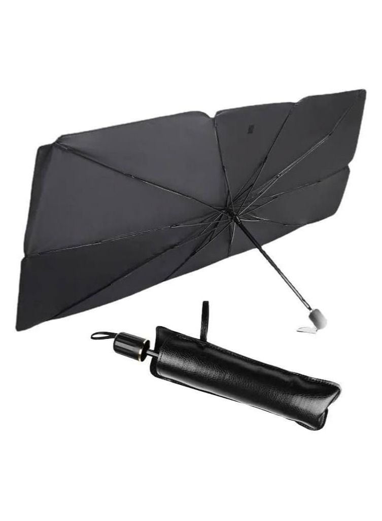 DubaiGallery Protection Front Windshield Sunshade Umbrella, Springtree Polyester UV & Heat Protector Car Sun Visor, Full Cover & Foldable Sun Shield Shade for Cars, SUV, Trucks - Image 1