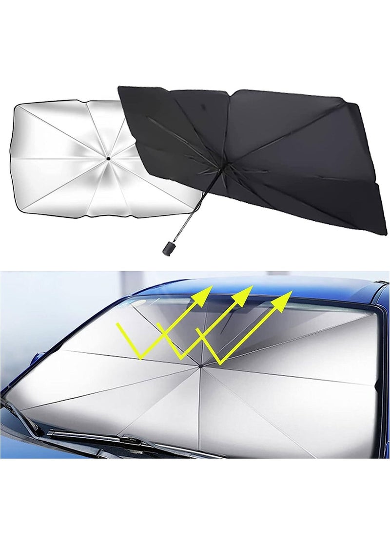 DubaiGallery Protection Front Windshield Sunshade Umbrella, Springtree Polyester UV & Heat Protector Car Sun Visor, Full Cover & Foldable Sun Shield Shade for Cars, SUV, Trucks - Image 2