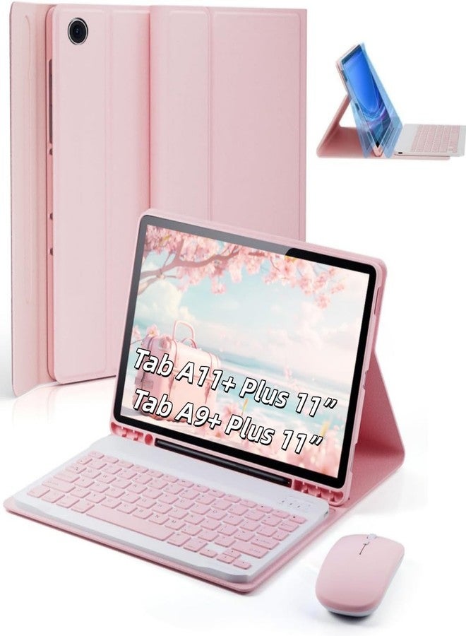 TUNKARMOR Case Keyboard for Samsung Galaxy Tab A9 Plus / A9+ 11inch 2023 - Mouse and Detachable Magnetic Keyboard, Slim Case with S Pen Holder, Auto Sleep/Wake (Pink) - Image 1