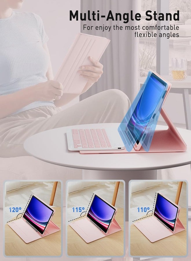 TUNKARMOR Case Keyboard for Samsung Galaxy Tab A9 Plus / A9+ 11inch 2023 - Mouse and Detachable Magnetic Keyboard, Slim Case with S Pen Holder, Auto Sleep/Wake (Pink) - Image 3