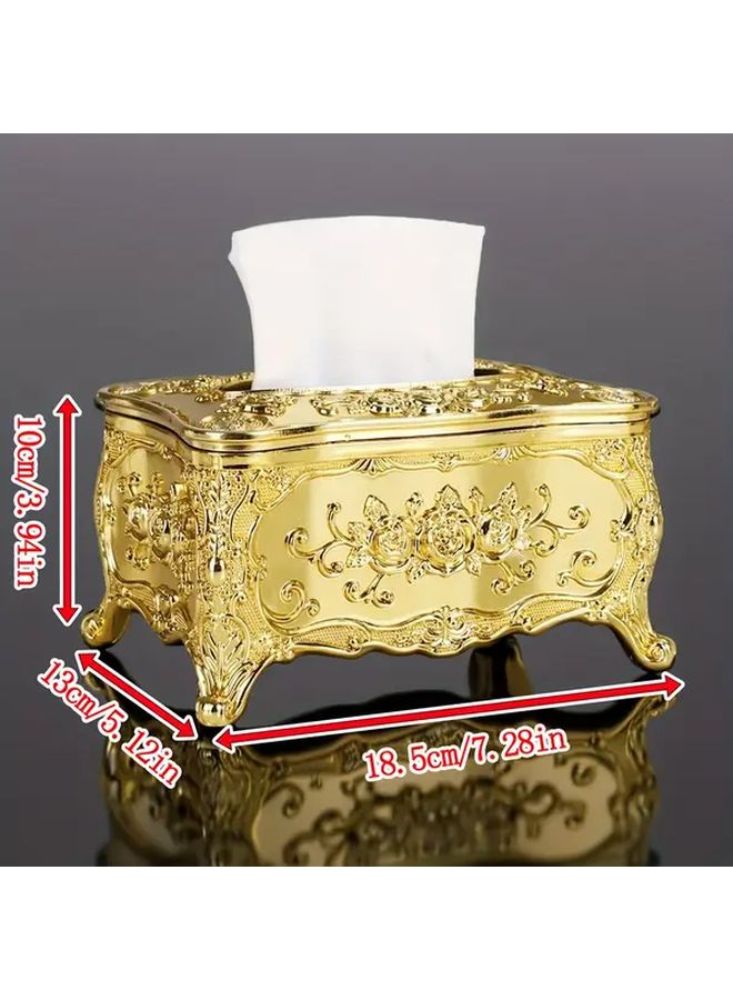 Golden Tissue Box Cover European Style Rectangular Painted Plastic Napkin Holder for Bathroom Living Room Decor - Image 3