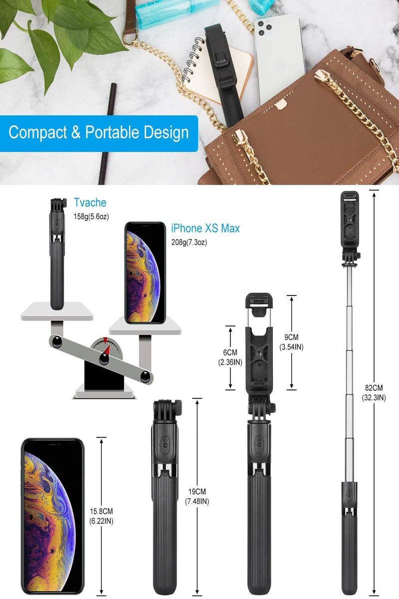 HEROCKX 66.93" (170cm) Selfie Stick Tripod Extendable Handheld Selfie Stick with Rechargeable Bluetooth Remote Control, Detachable Fill Light, 360° Rotation, Compatible with iPhone and Android Smartphones, Great for Travel, Vlog, Video and Photo, Black - Image 5