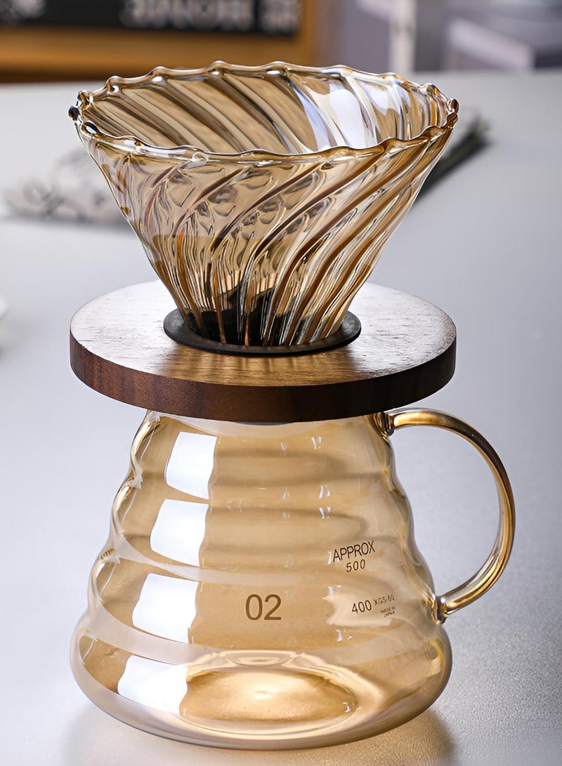Coffee Maker Drip Set Of 3 With Filter Clear 500ml Pot Glass Brown - Image 2