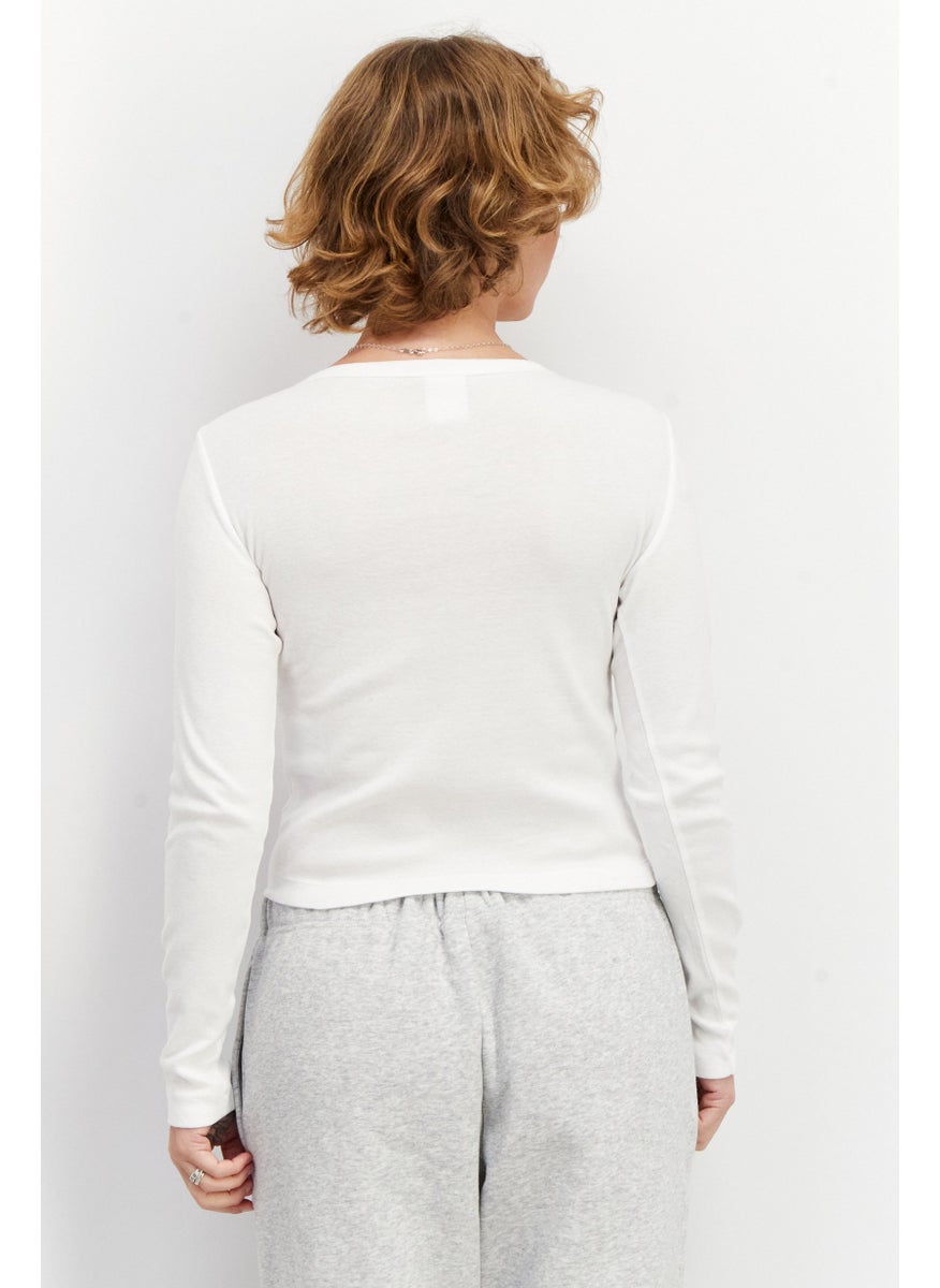Champion Women Sportswear Fit Long Sleeve Training Crop Top, White  - Image 4