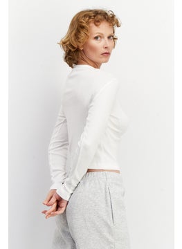 Champion Women Sportswear Fit Long Sleeve Training Crop Top, White  - Image 3