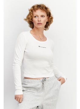 Champion Women Sportswear Fit Long Sleeve Training Crop Top, White  - Image 1