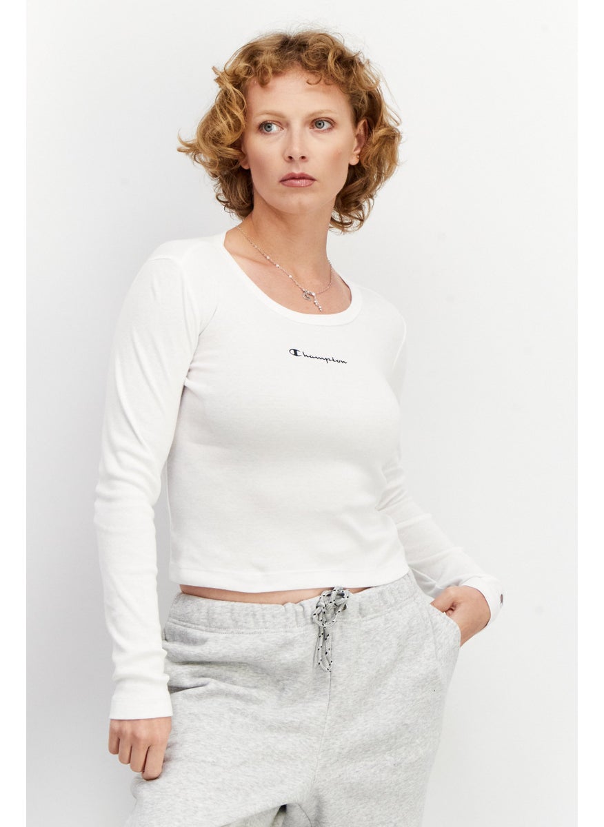 Champion Women Sportswear Fit Long Sleeve Training Crop Top, White  - Image 1