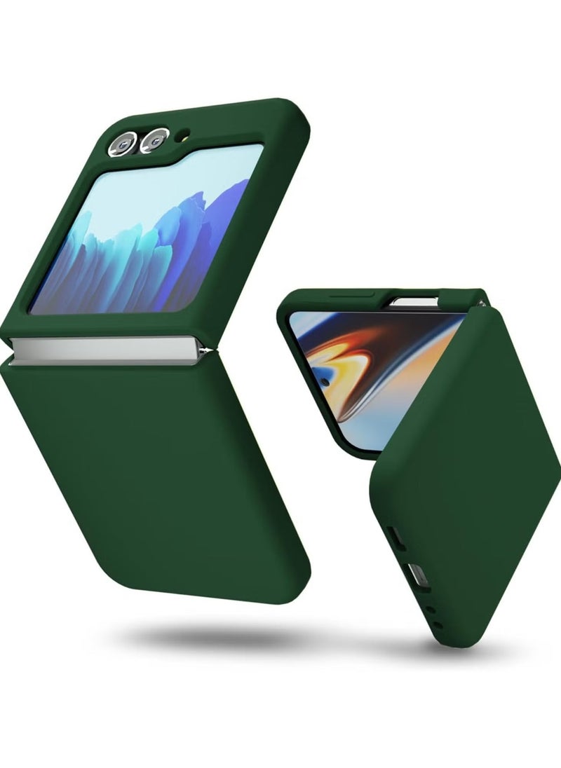 JAJEEK Liquid Silicone Case for Samsung Galaxy Z Flip 6 5G – Slim, Soft Gel Rubber Ultra Thin Case for Women | Silky Touch, Anti-Scratch, Shockproof Protective Cover – Dark Green - Image 1