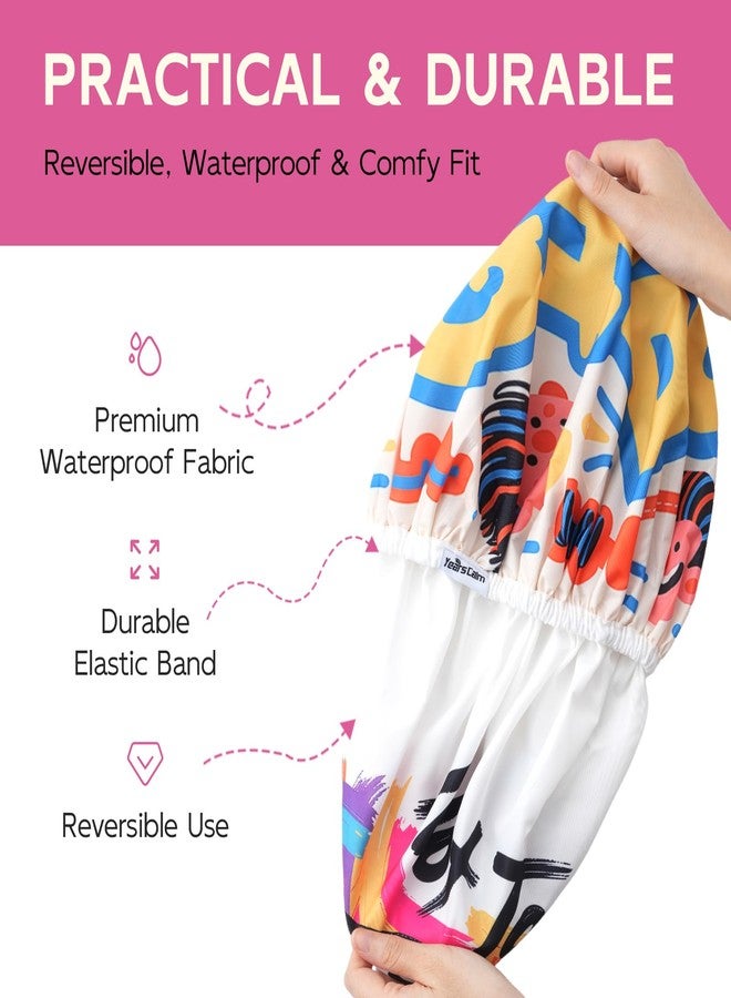 Years Calm Waterproof Shower Cap for Women - Double Sided Design for Long Thick Hair, Secure Fit & Flexible Elastic Band, Reusable Bath Cap for Shower, Spa, Travel (Mood Switch 4) - Image 5