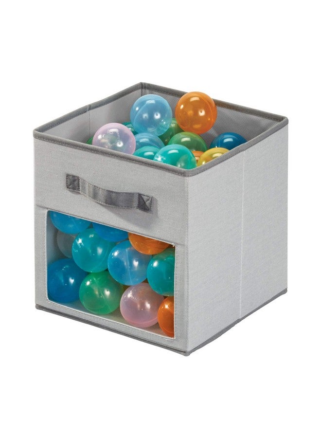 InterDesign iDesign Emmy Fabric Storage Cube Bin, Small Basket Container with Dual Side Handles for Closet, Bedroom, Toys, Nursery - Gray - Image 1