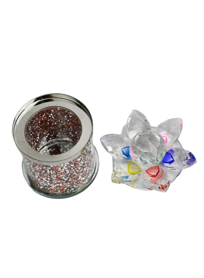 Crystal Container With Lid, Fancy Lotus Storage Container, Home Décor, Crystals And Stones Storage Box, Candy Box, Jewellery Box  - Image 1